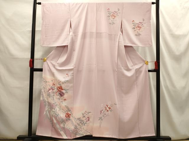 平和屋着物■訪問着　鬘帯花文　暈し染め　金彩　正絹　逸品　AABI3906sx