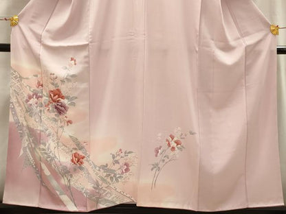 平和屋着物■訪問着　鬘帯花文　暈し染め　金彩　正絹　逸品　AABI3906sx