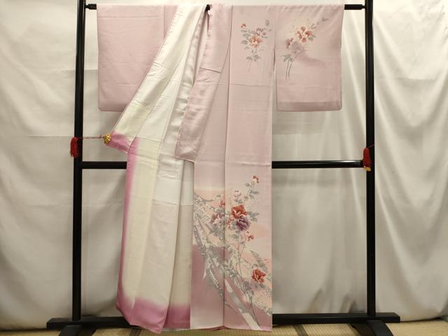 平和屋着物■訪問着　鬘帯花文　暈し染め　金彩　正絹　逸品　AABI3906sx