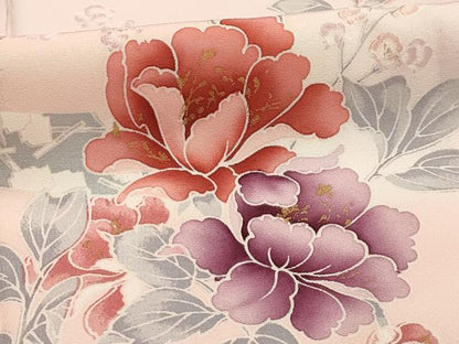 平和屋着物■訪問着　鬘帯花文　暈し染め　金彩　正絹　逸品　AABI3906sx
