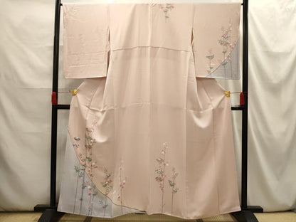 平和屋着物■訪問着　扇面笹梅文　暈し染め　金銀彩　正絹　逸品　AABI3907sx