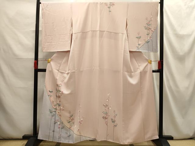 平和屋着物■訪問着　扇面笹梅文　暈し染め　金銀彩　正絹　逸品　AABI3907sx