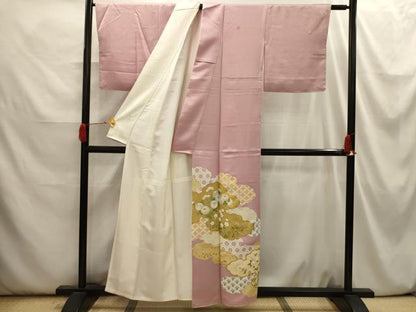 平和屋着物■豪華色留袖　駒刺繍　雲取り吉祥花文　金彩　正絹　逸品　AABI3911sx