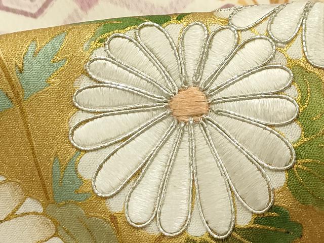 平和屋着物■豪華色留袖　駒刺繍　雲取り吉祥花文　金彩　正絹　逸品　AABI3911sx