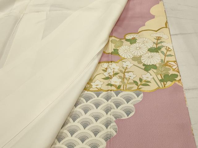 平和屋着物■豪華色留袖　駒刺繍　雲取り吉祥花文　金彩　正絹　逸品　AABI3911sx