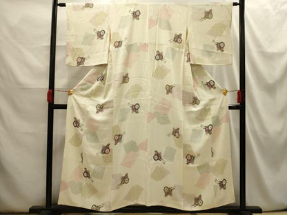 平和屋着物■上質な小紋　色紙重ね御所車文　正絹　逸品　AABI3914sx
