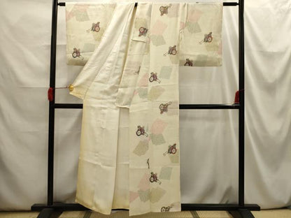 平和屋着物■上質な小紋　色紙重ね御所車文　正絹　逸品　AABI3914sx