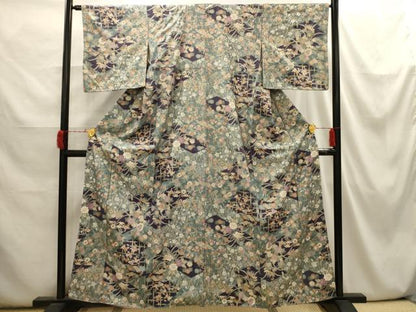 平和屋着物■上質な小紋　花蝶文　正絹　逸品　AABI3916sx