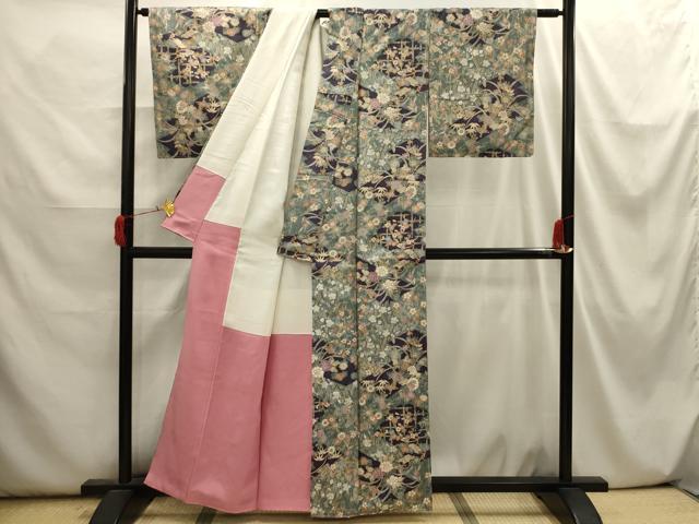 平和屋着物■上質な小紋　花蝶文　正絹　逸品　AABI3916sx