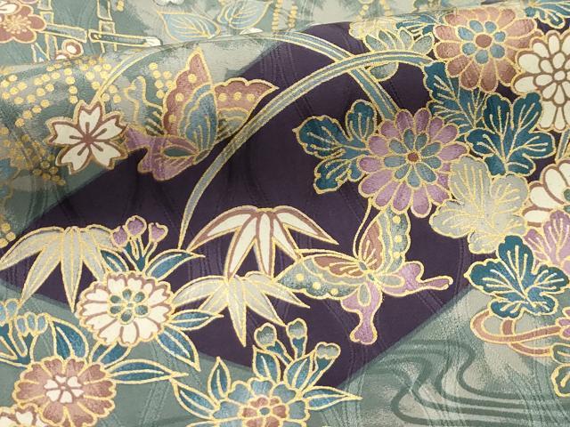 平和屋着物■上質な小紋　花蝶文　正絹　逸品　AABI3916sx