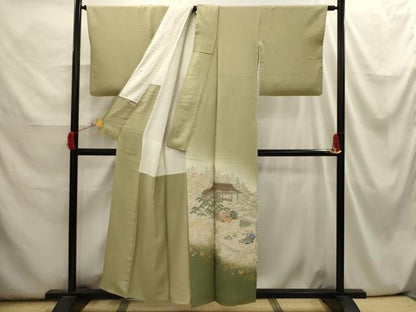 平和屋着物■豪華色留袖　寿光織　人物風景文　暈し染め　金糸　正絹　逸品　AABI3918sx