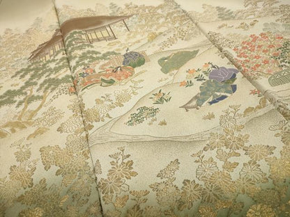 平和屋着物■豪華色留袖　寿光織　人物風景文　暈し染め　金糸　正絹　逸品　AABI3918sx