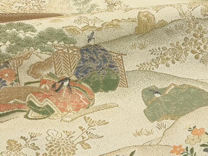 平和屋着物■豪華色留袖　寿光織　人物風景文　暈し染め　金糸　正絹　逸品　AABI3918sx