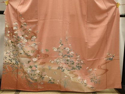 平和屋着物■訪問着　流水花文　暈し染め　金彩　正絹　逸品　AABI3919sx