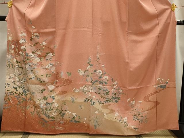 平和屋着物■訪問着　流水花文　暈し染め　金彩　正絹　逸品　AABI3919sx