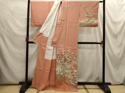 平和屋着物■訪問着　流水花文　暈し染め　金彩　正絹　逸品　AABI3919sx