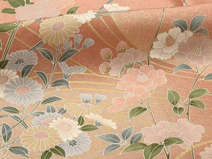 平和屋着物■訪問着　流水花文　暈し染め　金彩　正絹　逸品　AABI3919sx