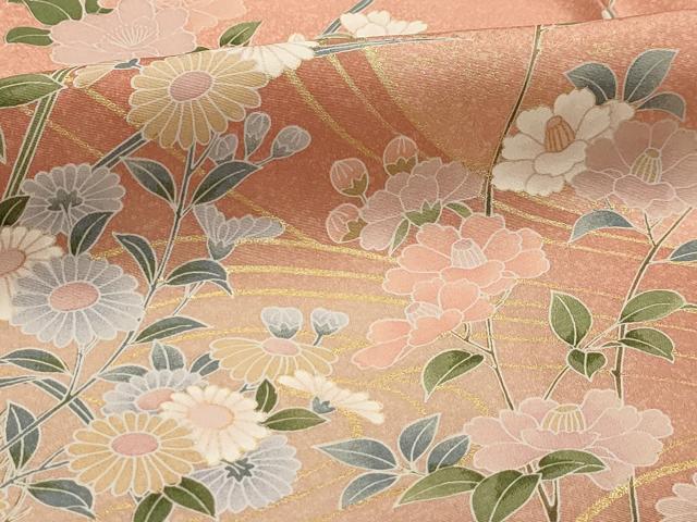 平和屋着物■訪問着　流水花文　暈し染め　金彩　正絹　逸品　AABI3919sx