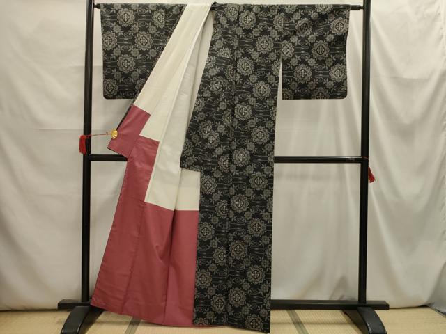 平和屋着物■上質な紬　流水花文　正絹　逸品　AABI3923sx