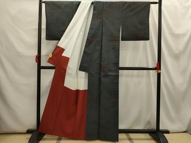 平和屋着物■本場大島紬　更紗花文　正絹　逸品　AABI3924sx