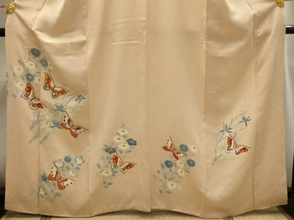 平和屋着物■訪問着 駒刺繍 花蝶文 金彩 正絹 逸品 AABI3927sx