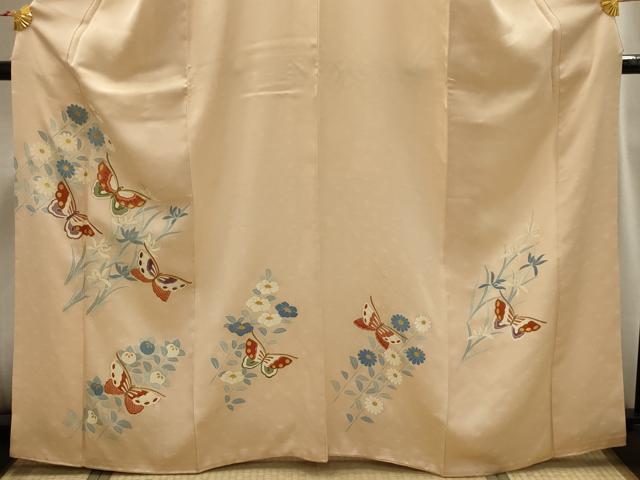 平和屋着物■訪問着 駒刺繍 花蝶文 金彩 正絹 逸品 AABI3927sx