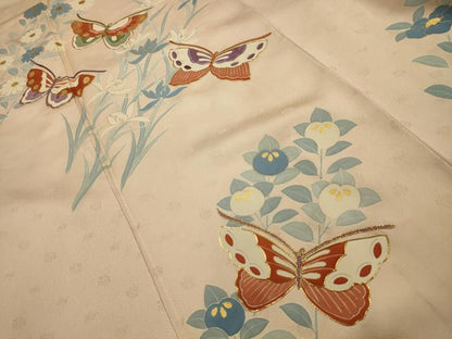 平和屋着物■訪問着 駒刺繍 花蝶文 金彩 正絹 逸品 AABI3927sx