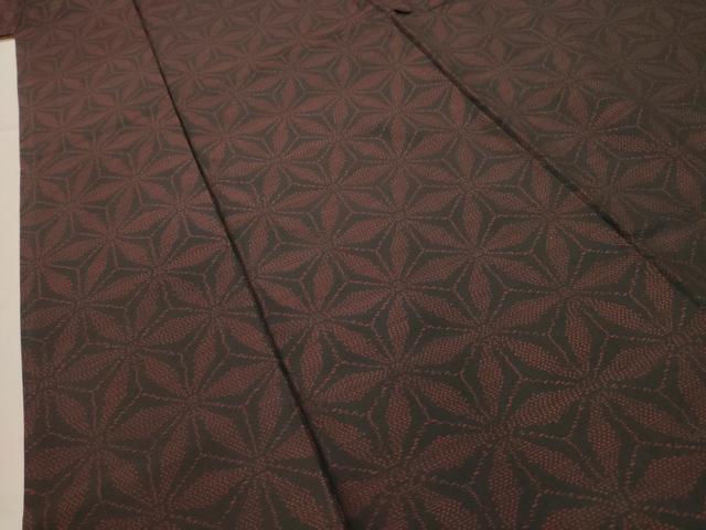 平和屋着物■本場大島紬 麻の葉文様 正絹 逸品 AABI3928sx