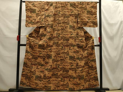 平和屋着物■上質な小紋 紬地 風景文 正絹 逸品 AABI3929sx