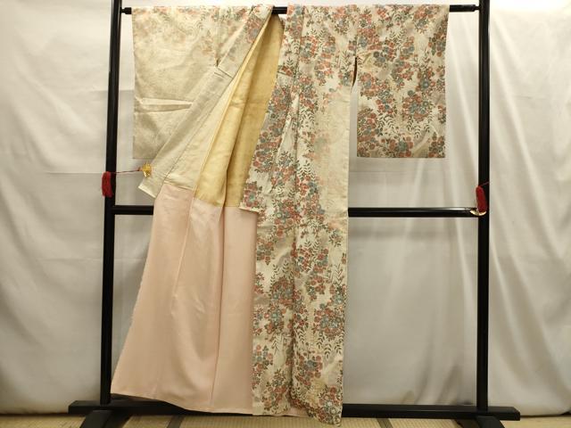 平和屋着物■訪問着　草花文　金糸　正絹　逸品　AABI3933sx