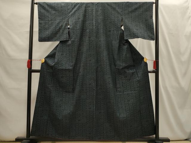 平和屋着物■上質な紬 幾何学文様 正絹 逸品 AABI3938sx