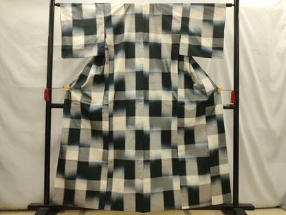 平和屋着物■上質な紬 変わり格子 正絹 逸品 AABI3941sx