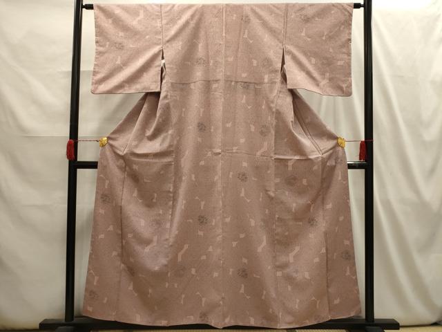 平和屋着物■上質な小紋　花絵皿文　正絹　逸品　AABI3943sx