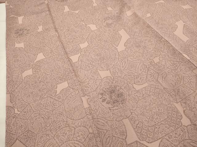 平和屋着物■上質な小紋　花絵皿文　正絹　逸品　AABI3943sx