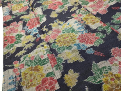 平和屋着物■上質な紬 草花文 正絹 逸品 AABI3944sx