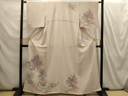 平和屋着物■訪問着　松竹梅飛鶴風景文　暈し染め　正絹　逸品　AABI3946sx