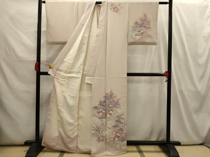 平和屋着物■訪問着　松竹梅飛鶴風景文　暈し染め　正絹　逸品　AABI3946sx