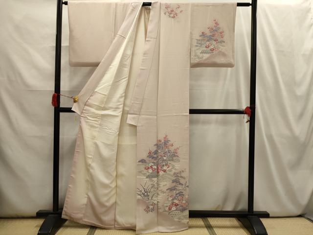 平和屋着物■訪問着　松竹梅飛鶴風景文　暈し染め　正絹　逸品　AABI3946sx