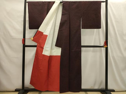 平和屋着物■上質な紬 裂取り吉祥文 正絹 逸品 AABI3948sx
