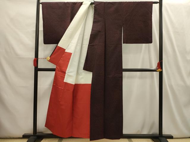 平和屋着物■上質な紬 裂取り吉祥文 正絹 逸品 AABI3948sx