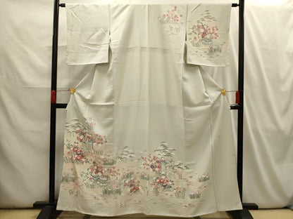 平和屋着物■訪問着　作家物　松竹梅御所車花風景文　正絹　逸品　AABI3952sx