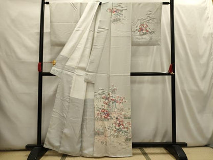 平和屋着物■訪問着　作家物　松竹梅御所車花風景文　正絹　逸品　AABI3952sx