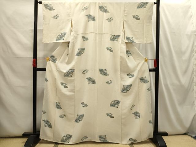 平和屋着物■上質な小紋　扇面花風景文　金彩　正絹　逸品　AABI3960sx