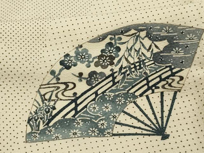 平和屋着物■上質な小紋　扇面花風景文　金彩　正絹　逸品　AABI3960sx