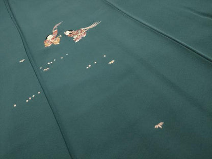 平和屋着物■訪問着　刺繍　人物風景文　正絹　逸品　AABI3962sx