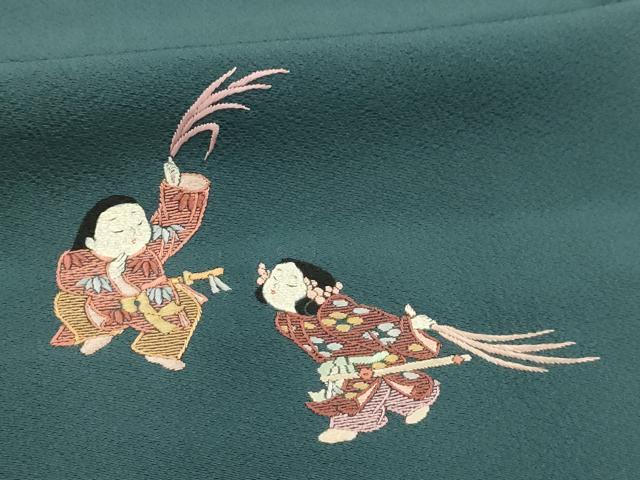 平和屋着物■訪問着　刺繍　人物風景文　正絹　逸品　AABI3962sx