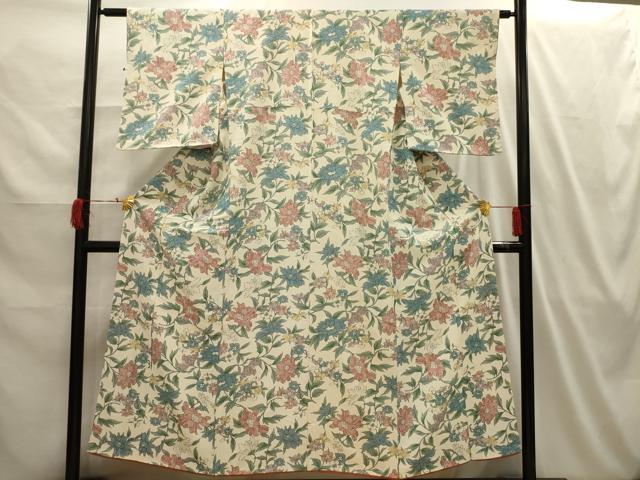 平和屋着物■上質な小紋　草花文　正絹　逸品　AABI3963sx