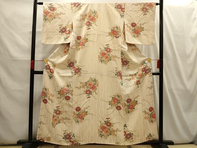 平和屋着物■上質な小紋 立涌花文 正絹 逸品 AABI3966sx