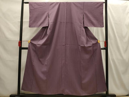 平和屋着物■上質な色無地 杢目地紋 葡萄鼠色 正絹 逸品 AABI3968sx