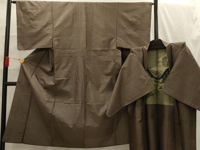 平和屋着物■男性　紬　アンサンブル　80亀甲　総詰め　正絹　逸品　AABI3971sx